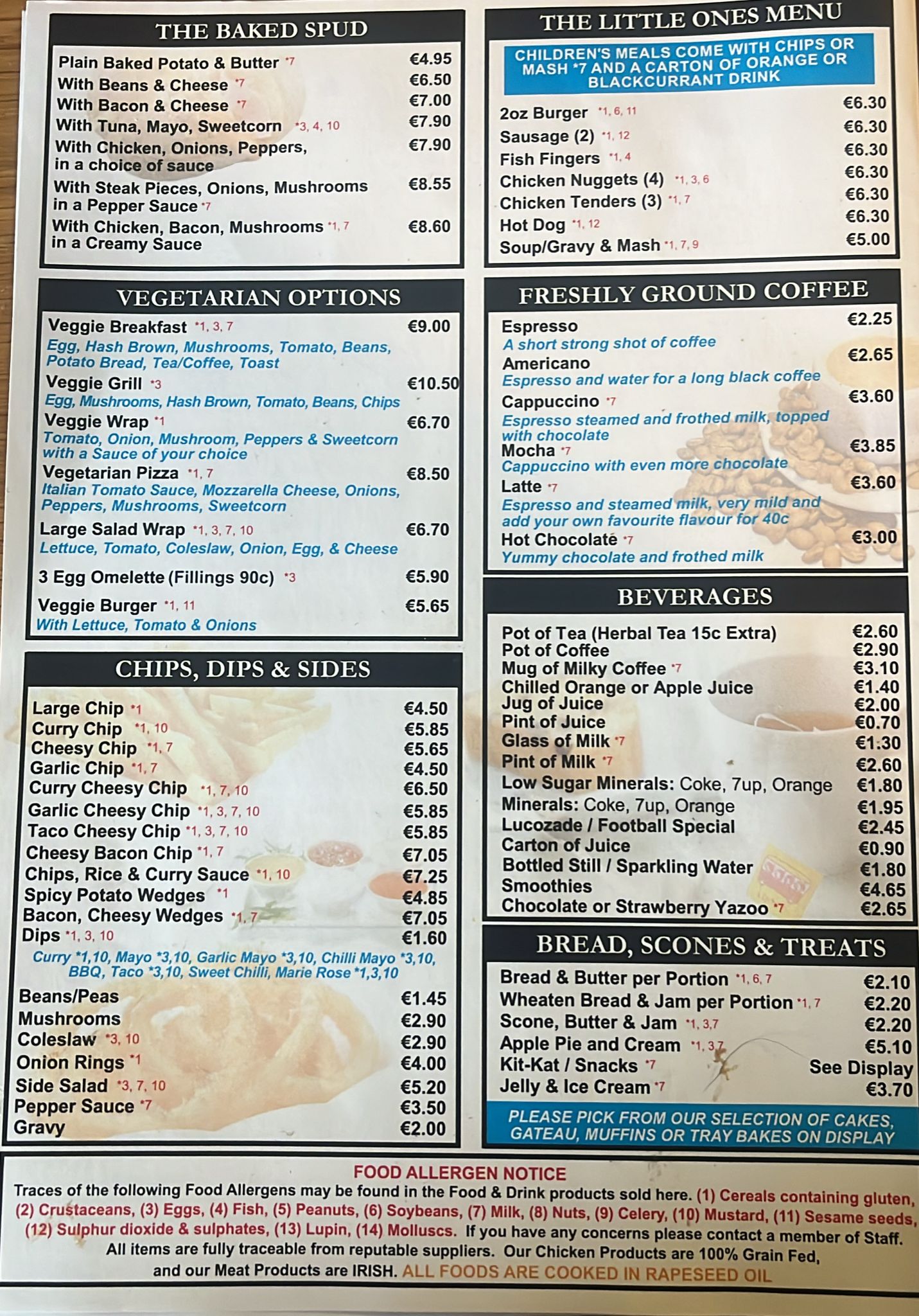 Spud menu